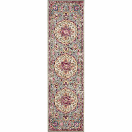 HOMEROOTS 2 x 6 ft. Gray & Pink Medallion Runner Rug 385517